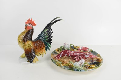 Lot 287 - A Karl Ens porcelain model cockerel together...