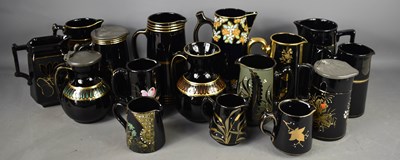 Lot 339 - A group of Jackfield pottery jugs, including...