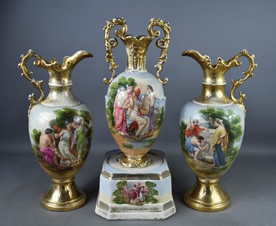 Lot 295 - An A.G. Harley Jones of Fenton garniture of...