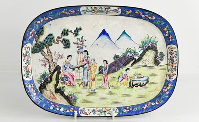 Lot 171 - A 19th century Chinese metal enamelled tray,...