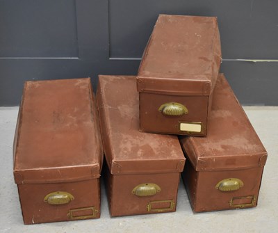 Lot 463 - Four mid century filing boxes, with brass cup...