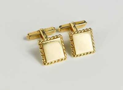 Lot 142 - A pair of 9ct gold cufflinks, of square design...