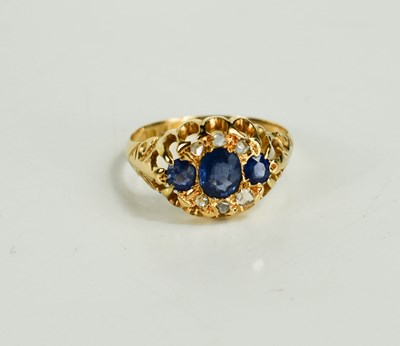 Lot 274 - A Victorian 18ct gold, blue and white sapphire...