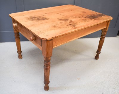 Lot 489 - An antique pine kitchen table with single...