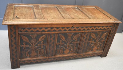 Lot 499 - An 18th century Scottish oak coffer, the four...