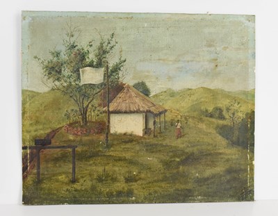 Lot 408 - A 19th century oil on board, depicting an...