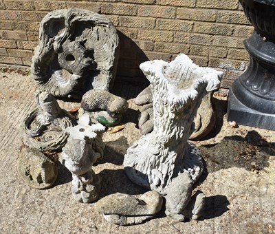 Lot 472 - A reconstituted stone bird bath and a group of...