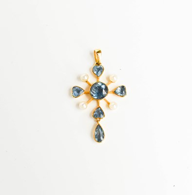 Lot 187 - An Edwardian pearl and topaz pendant, of...