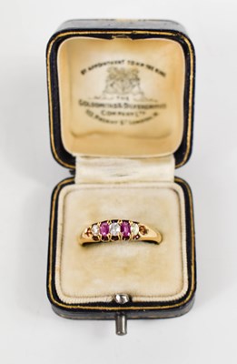 Lot 178 - An 18ct gold, diamond and pink sapphire five...