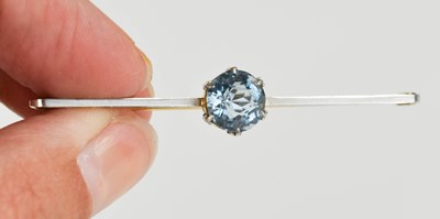 Lot 73 - A Victorian 15ct gold and blue topaz bar...