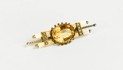 Lot 114 - A Victorian 9ct gold, citrine and seed pearl...