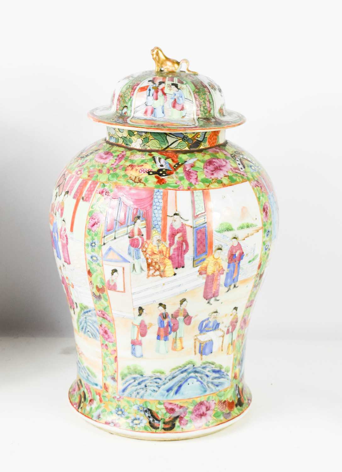 Lot 38 - A 19th century Canton, Famille Rose jar and...