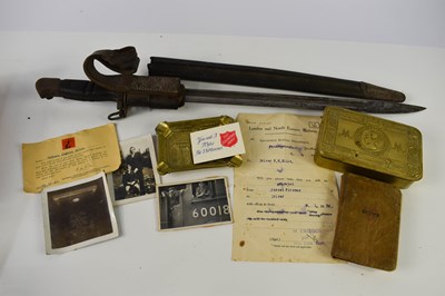 Lot 52 - A WWI bayonet, having belonged to Frederick...