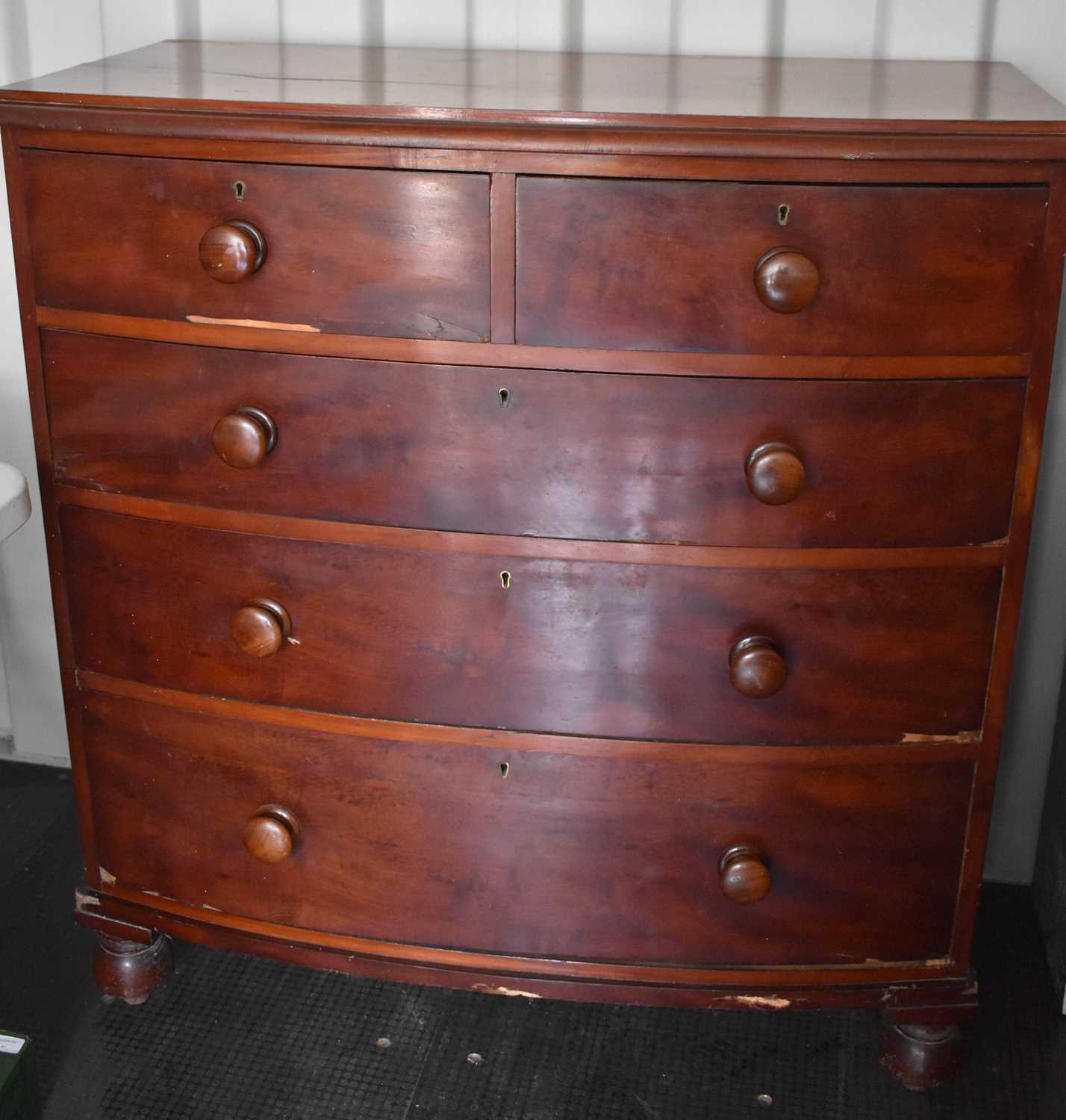 Lot 466 - A Victorian mahogany bow fronted chest of two...