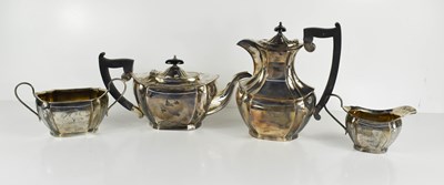 Lot 447 - An Art Deco silver teaset, comprising teapot,...