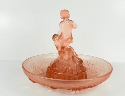 Lot 156 - A Peter Pan and Wendy pink frosted glass...