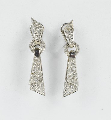 Lot 270 - A pair of 18ct white gold and diamond...