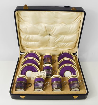 Lot 405 - A set of six Crescent china coffee cans and...