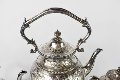 Lot 132 - A fine silver plated tea set comprising kettle...