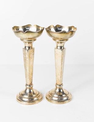 Lot 406 - A pair of silver bud vases,  Birmingham 1960,...