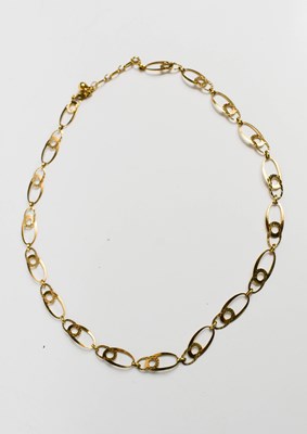 Lot 116 - A 9ct gold chain link necklace, the decorative...