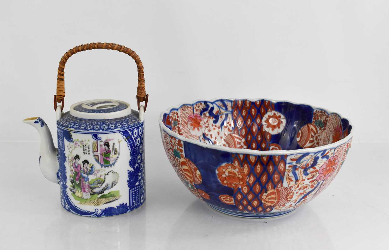 Lot 353 - A Chinese Imari bowl, 25cm diameter, together...