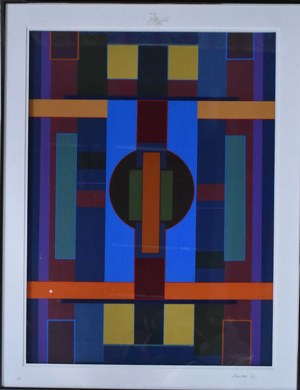 Lot 79 - Frank M Harper (20th century): Abstract oil on...