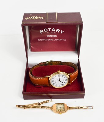 Lot 319 - A 9ct gold ladies wristwatch, with 9ct gold...