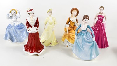 Lot 186 - Six porcelain ladies: Coalport Clare, Louise,...