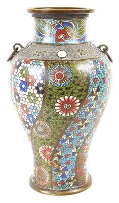 Lot 29 - A Chinese bronze cloisonne vase with ring...