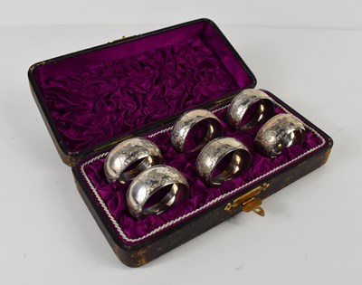 Lot 135 - A set of six silver hallmarked napkin ring, by...