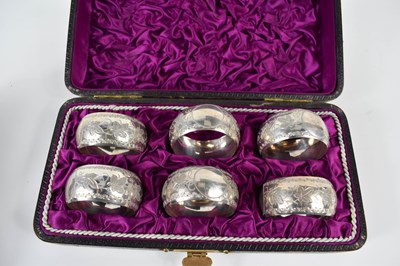 Lot 135 - A set of six silver hallmarked napkin ring, by...