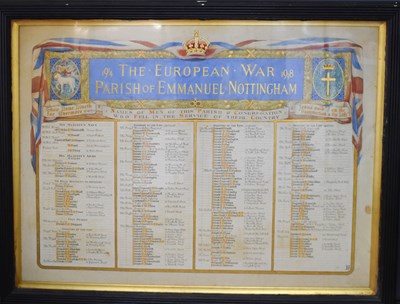 Lot 58 - The European War hand painted list of the...