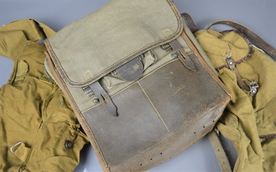 Lot 453 - Three military satchels, one German marked A...