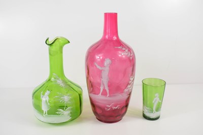 Lot 163 - A group of Mary Gregory style glass,...
