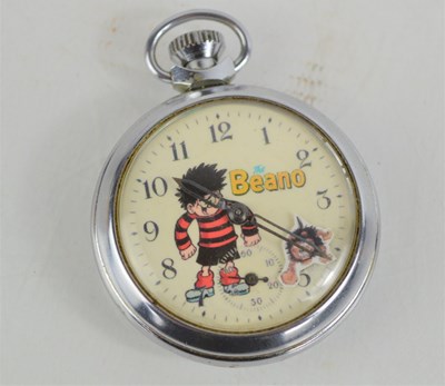Lot 195 - The Beano chrome pocket watch with Dennis the...
