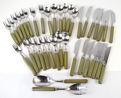 Lot 69 - A Denby cutlery set with green handles.