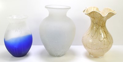 Lot 16 - A group of three studio style glass vases,...
