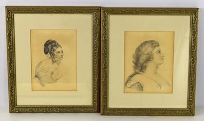 Lot 465 - A pair of Victorian pencil studies of ladies,...