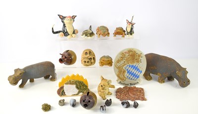 Lot 37 - A group of studio pottery animals to include...