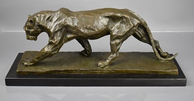 Lot 213 - A bronze sculpture of a walking panther in the...