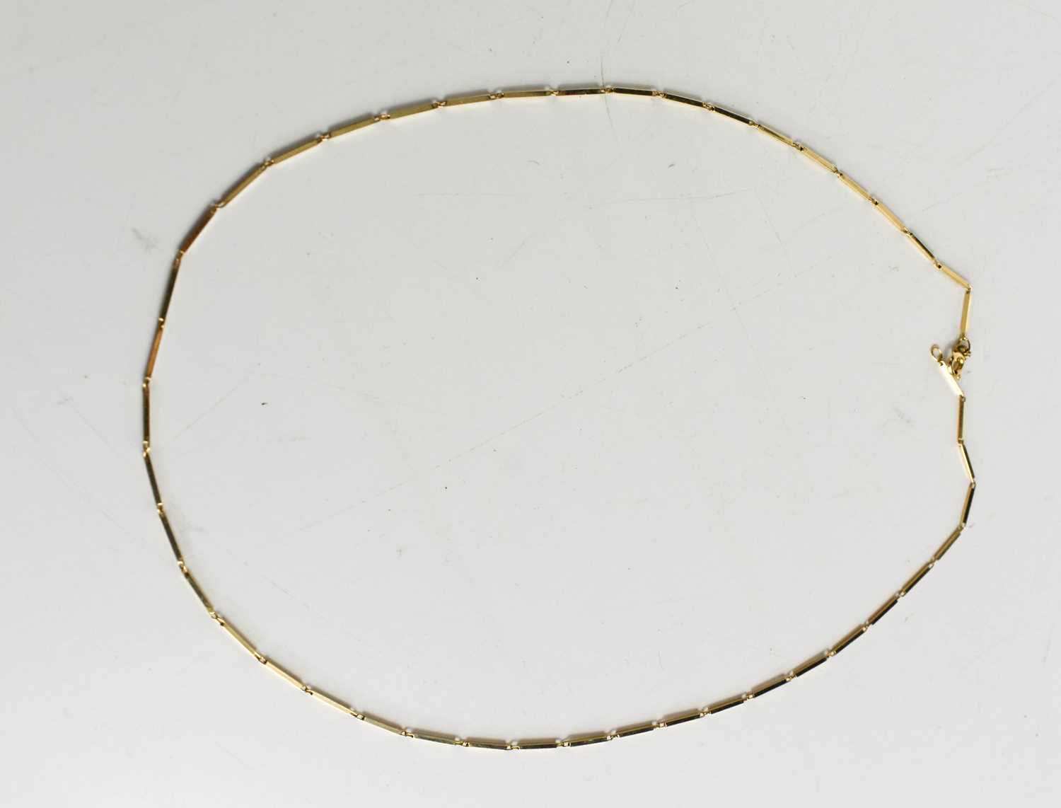 Lot 80 - A 9ct gold bar chain necklace, 55cm long, 4.87g.