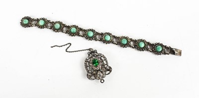 Lot 83 - An Art Deco, vintage silver, jade and...
