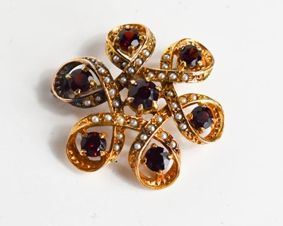 Lot 137 - An Edwardian style, 9ct gold, garnet and seed...