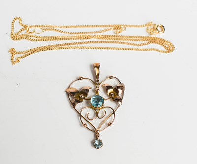 Lot 84 - A 9ct gold and blue topaz Edwardian Art...