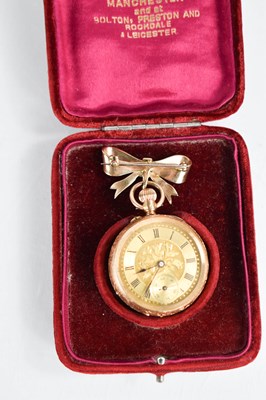 Lot 73 - A 14ct gold ladies pocket watch, with engraved...