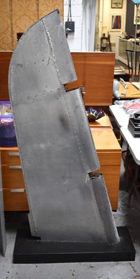 Lot 160 - A vintage aeroplane aileron mounted on a black...