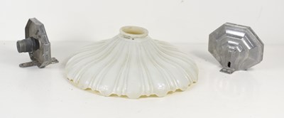 Lot 56 - An Art Deco milk glass light shade of fluted...