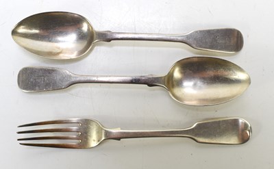 Lot 376 - Two silver soup spoons, hallmarked for Charles...