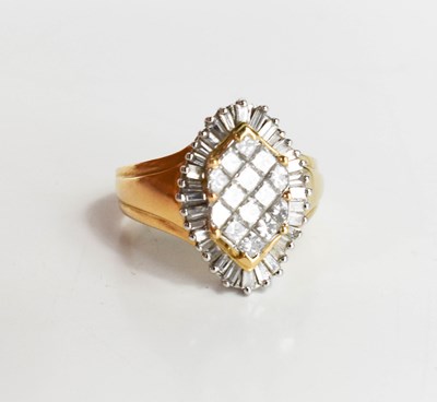 Lot 15 - A 14ct gold and diamond dress ring, the...